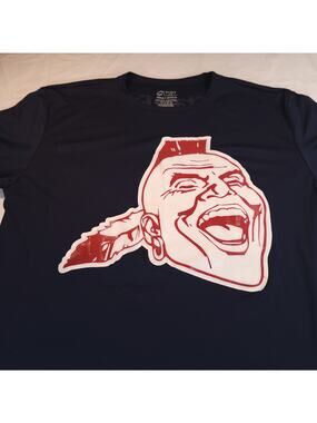 Atlana Braves Casual Short Sleeve Graphic Baseball Shirt Mens Size M Blue